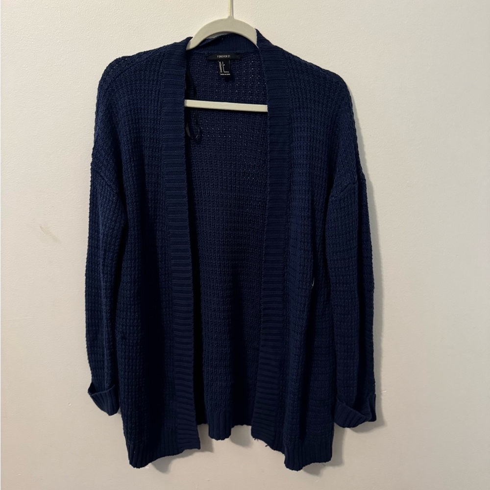 Forever 21 Deep Blue Textured Cardigan